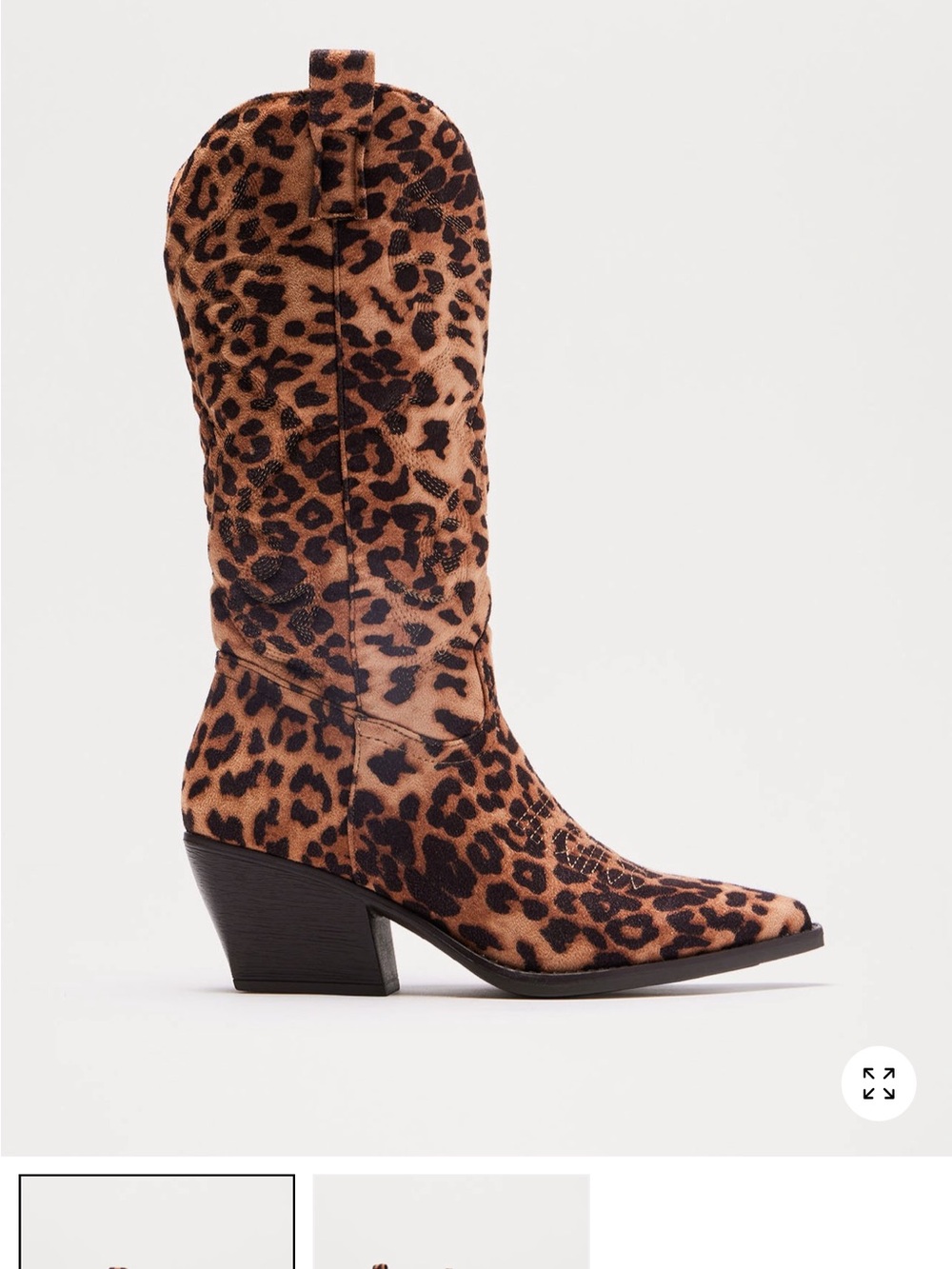 Leopard Print Western Knee-High Boot - Brown